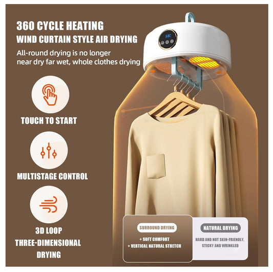 Secadora Ropa Portátil Con Calefacción. Seca tu ropa fácil, rápido y sin esfuerzo